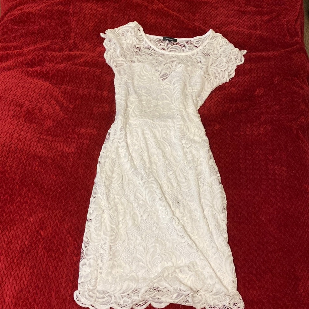 Floral white short sleeve dress